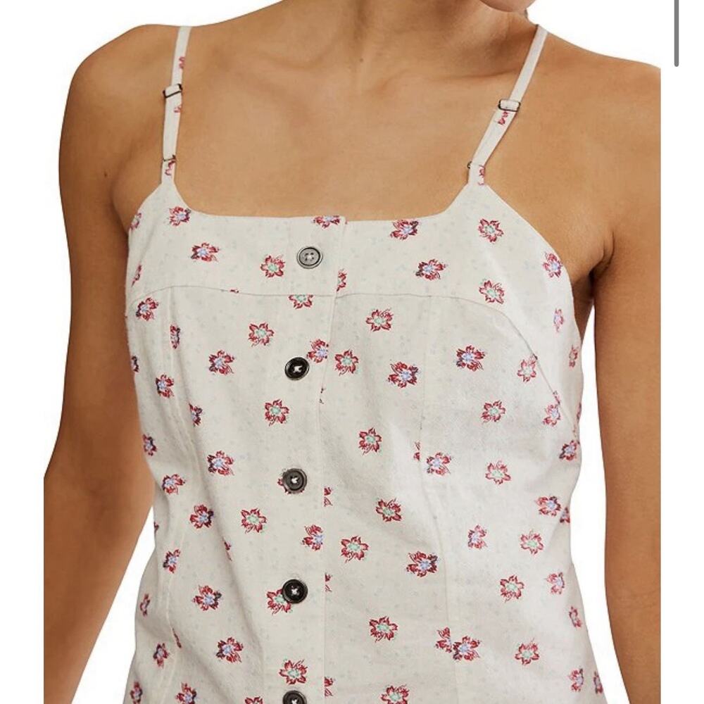 Free People Maddie Floral Cotton Low Back Tunic Top NWT Large - Picture 6 of 8